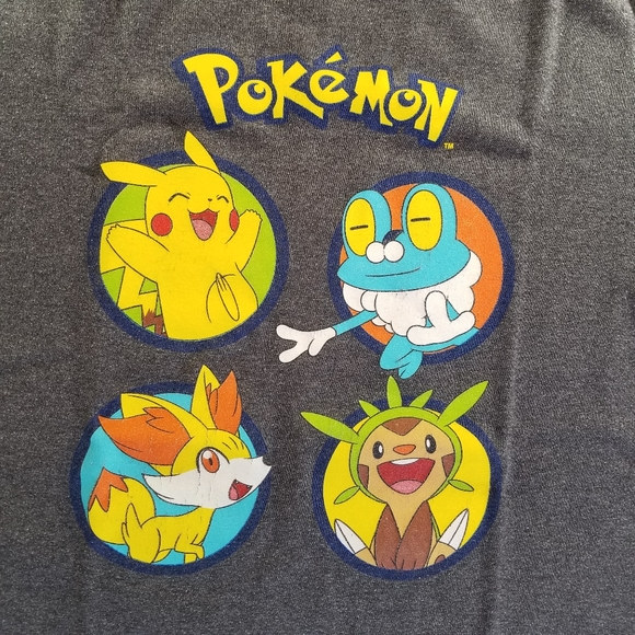 Pokemon Youth T Shirt Size XL 19in Width 24.5in Length Grey Big Kids T Shirt - Picture 2 of 4